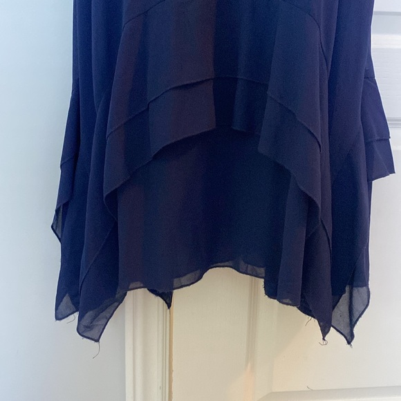 Iulus formal ruffle bottom thin strap with mesh dress navy blue - Picture 4 of 7
